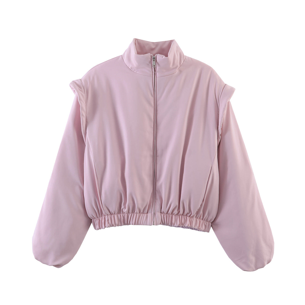 Fashionable Stand-Up Collar Short Cotton Jacket Coat For Women