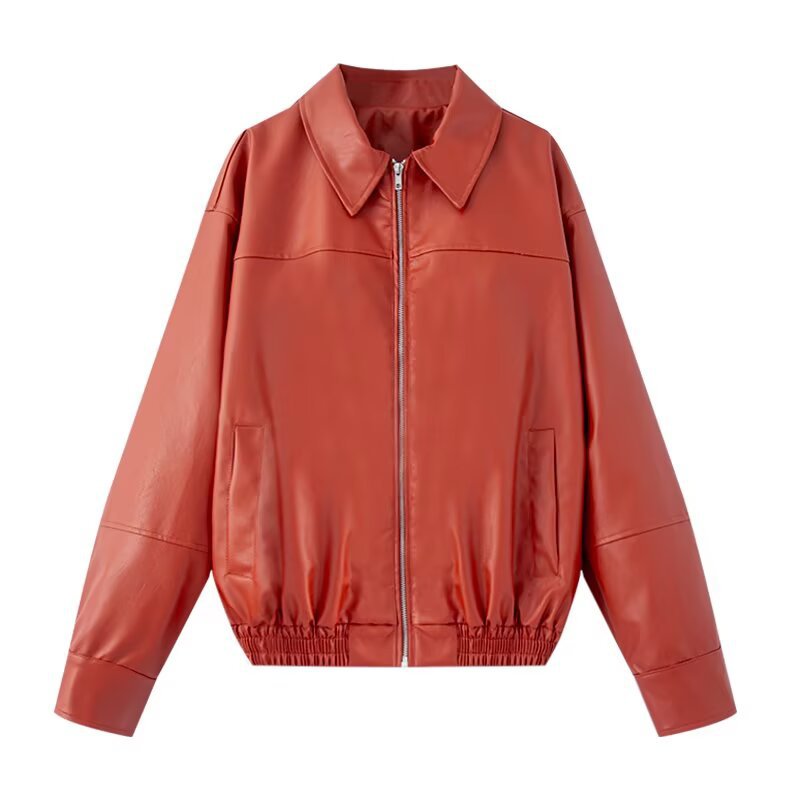 Fashionable And Chic Faux Leather Bomber Jacket Coats