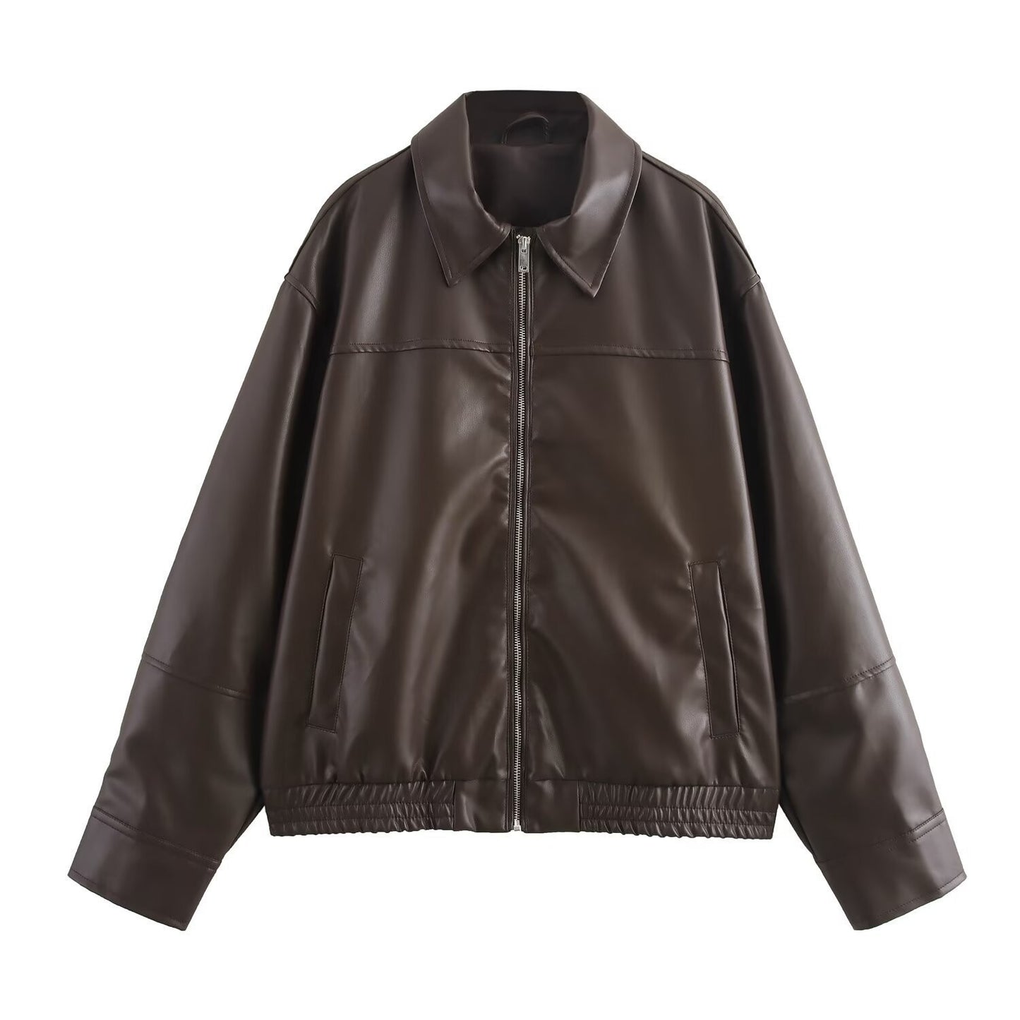 Fashionable And Chic Faux Leather Bomber Jacket Coats